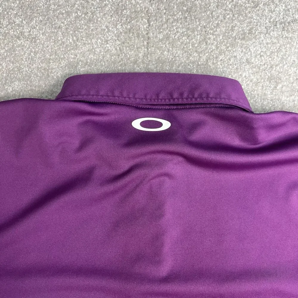 Oakley Men's Purple Logo Spell‎ Out Golf Polo Size Medium - Picture 6 of 7